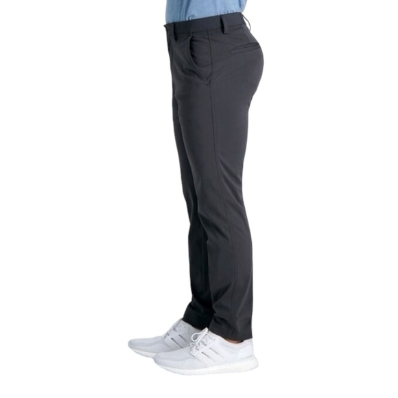 Mens Pants HAGGAR H26 Grey Slim Fit Super Flex Waistband Performance Dress Pants - Picture 3 of 10